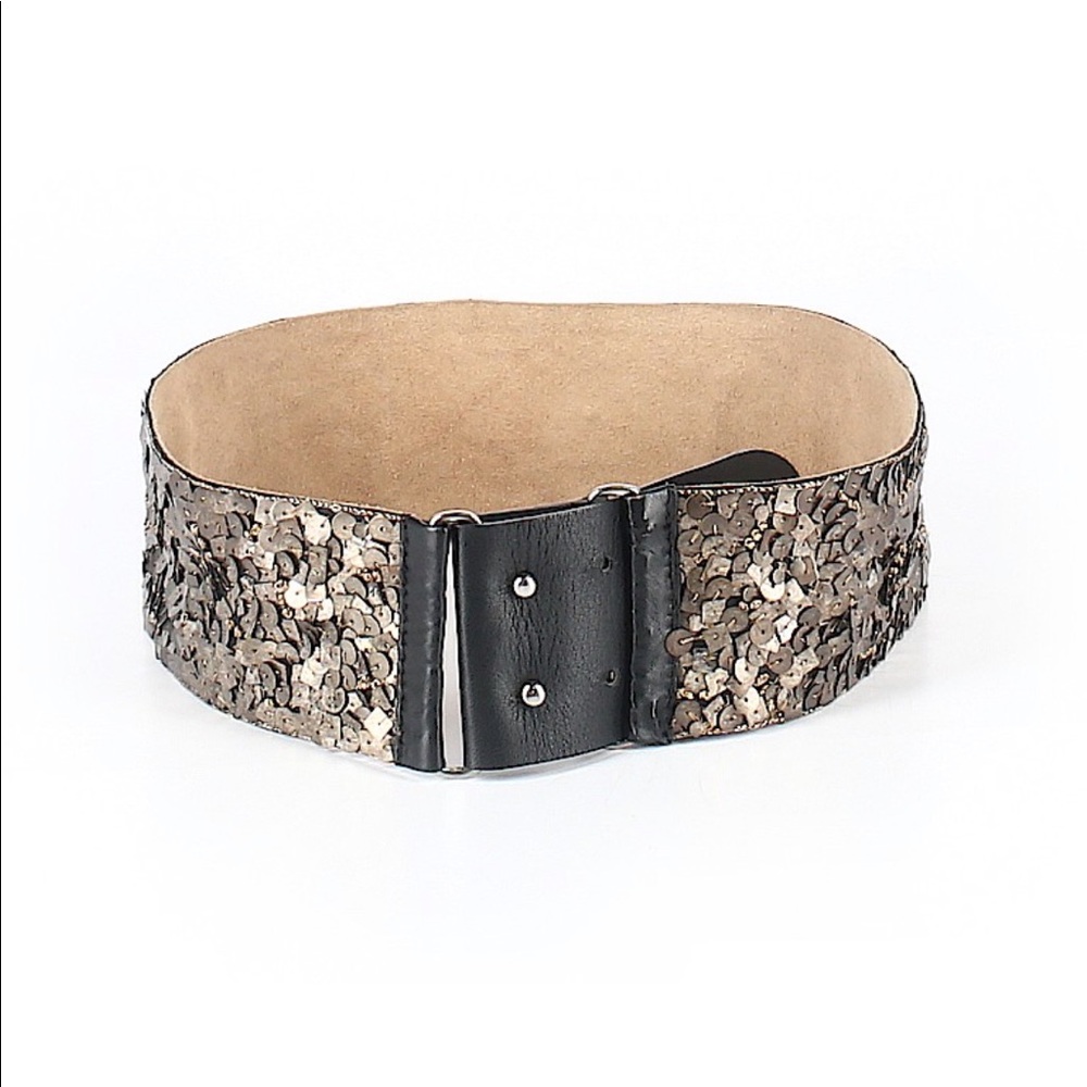 iBlues unique genuine leather bronze sequin belt